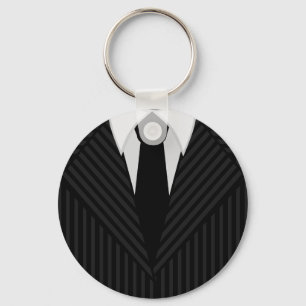 Pinstripe Suit en Stropdas Mannen Klassieke Round Sleutelhanger