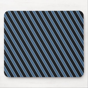Pinstripes blauw zwarte witte diagonale strepen muismat