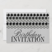 Pinstripes & Diamants Invitation de fête d'anniver (Devant)