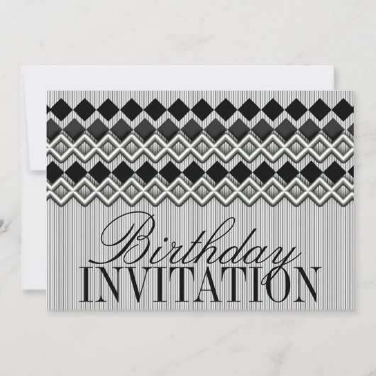 Pinstripes & Diamants Invitation de fête d'anniver (Devant)