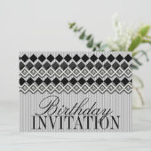 Pinstripes & Diamants Invitation de fête d'anniver (Debout devant)