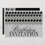 Pinstripes & Diamants Invitation de fête d'anniver (Devant / Derrière)