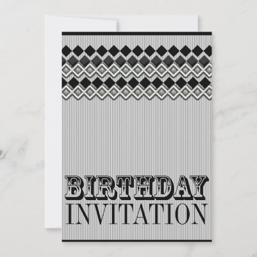 Pinstripes + Diamants Invitations de fête d'annive (Devant)