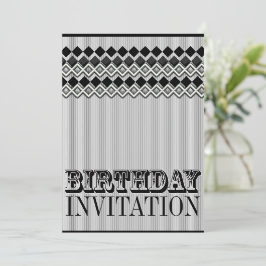 Pinstripes + Diamants Invitations de fête d'annive (Debout devant)