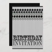 Pinstripes + Diamants Invitations de fête d'annive (Devant / Derrière)
