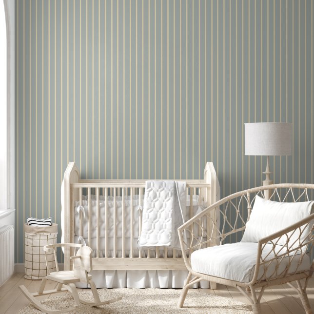 Pinstripes Gray Blue Farm Land Collection Behang (Kinderen)