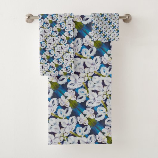 Pinstripes Orchidee Patroon Handdoeken (Insitu)