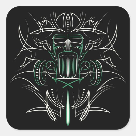 Pinstriping Hot Rod Vierkante Sticker (Voorkant)