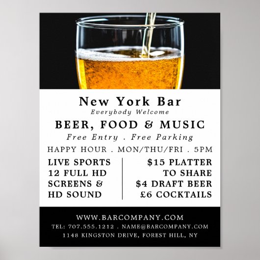 Pint Beer, Pub/Brewery Adverteren Poster (Voorkant)