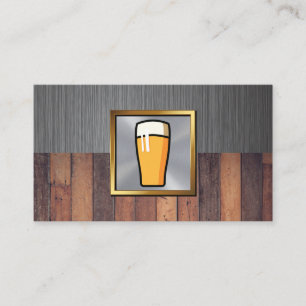 Pint Bier Metalen en Houten Achtergrond Visitekaartje