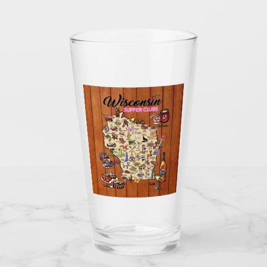 Pint Glass - Wisconsin Supper Club Map Glas (Voorkant)