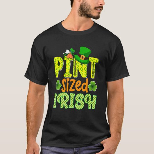 Pint Sized Irish Cute Lucky Shamrock St Patrick's  T-shirt (Voorkant)