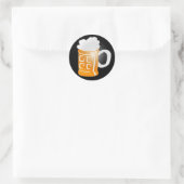 Pint van Beer Mok Design, zwarte achtergrond Ronde Sticker (Tas)