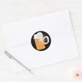 Pint van Beer Mok Design, zwarte achtergrond Ronde Sticker (Envelop)