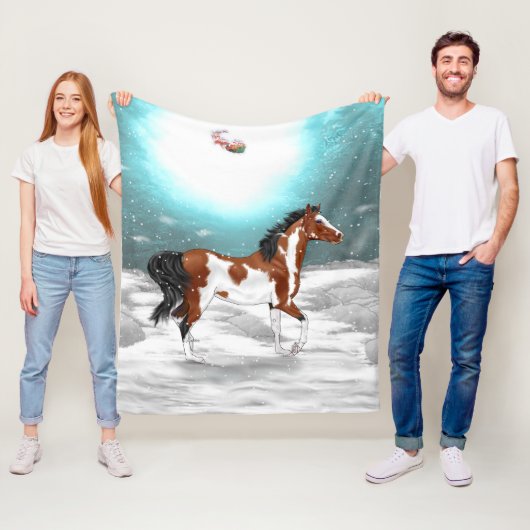 Pinto Arabian Horse Kerst Fleece Deken (In situ)