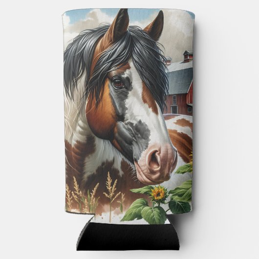 Pinto Brown en White Horse op rustiek Boerderij (Achterkant)