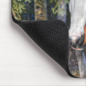 Pinto Paint Stallion & Evergreen Trees Muismat (Hoek)