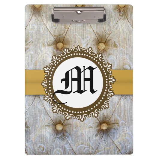 Pintuck Fabric Monogram Initiaal Clip Board Klembord (Voorkant)