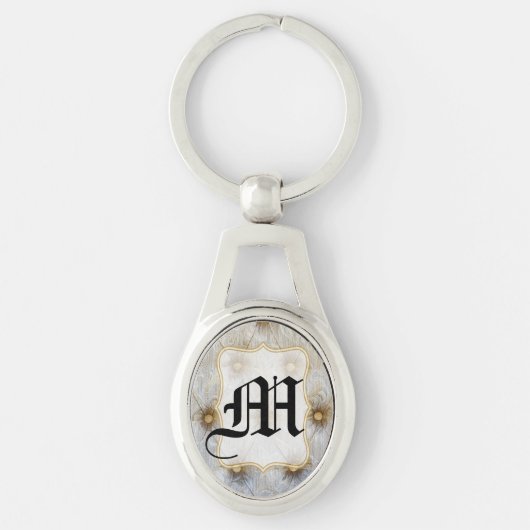 Pintuck Fabric Monogram Initiaal Sleutelhanger (Voorkant)