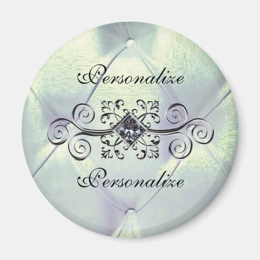 Pintuck satijn look diamant zilver blauw elegant magneet (Voorkant)