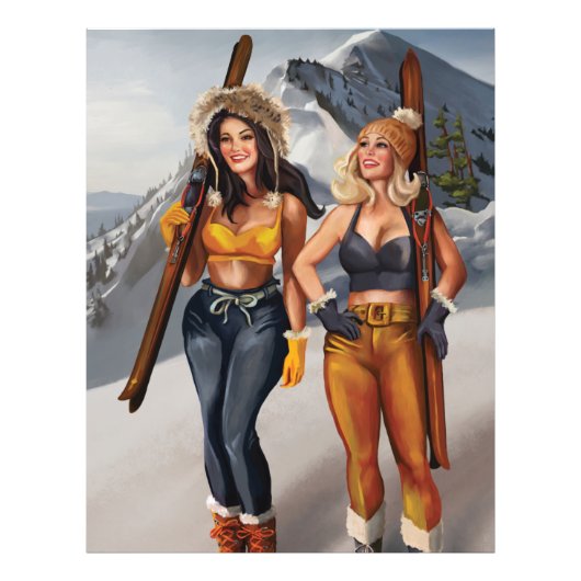  Pinup Girls Skiing Foto Afdruk (Voorkant)