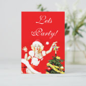 Pinup-kerstuitnodiging Kaart (Staand voorkant)