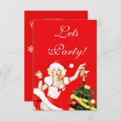 Pinup-kerstuitnodiging Kaart (Voorkant / Achterkant)