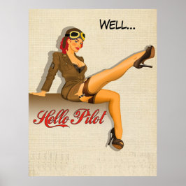 Pinup Pilot Girl Poster
