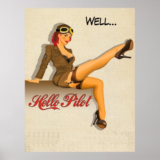 Pinup Pilot Girl Poster (Voorkant)