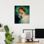 Pinup roze bloem poster (Thuiskantoor)