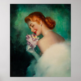 Pinup roze bloem poster