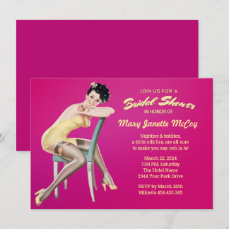 Pinup Sexy Vintage douche nuptiale Invitation