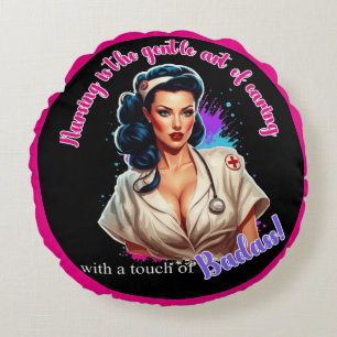 Pinup_ Verpleegkundige Badass Rond Kussen