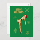 Pinup Vintage Kerstmis Briefkaart (Voorkant / Achterkant)