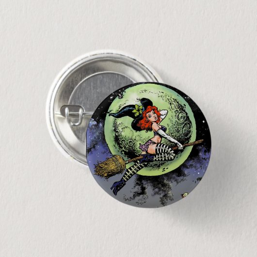 Pinup Witch Button (Voorkant /achterkant)