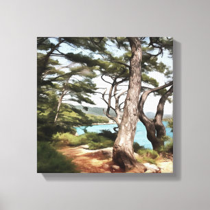 Pinus pinea Pine Tree Forest Painting Canvas Afdruk