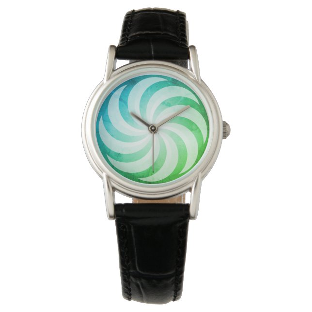 Pinwheel Blue Green Horloge (Voorkant)