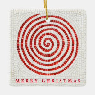 PINWHEEL MOSAIC Carré en céramique Ornement + Text