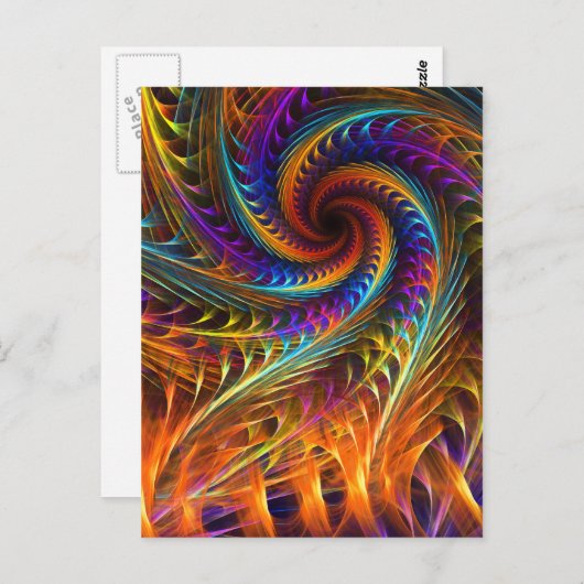 "Pinwheels" — Abstracte Spiral Fractal Art Briefkaart (Voorkant / Achterkant)