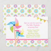 Pinwheels Birthday Party Kaart (Voorkant / Achterkant)