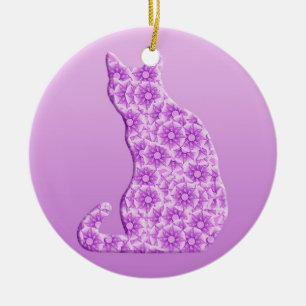 Pinwheels Cat - lavender, paars Keramisch Ornament