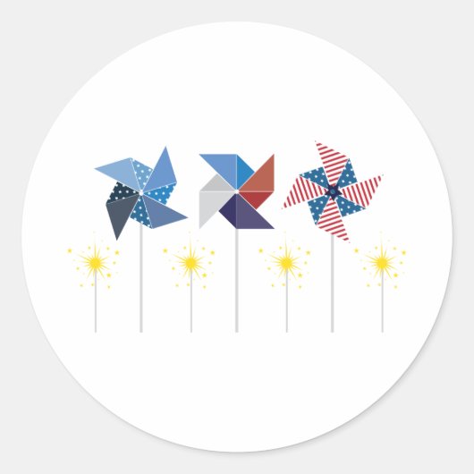 Pinwheels & Sparklers Ronde Sticker (Voorkant)
