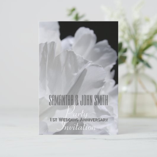 Pioen 1e trouwjubileum Feest Uitnodiging 2 (Staand voorkant)