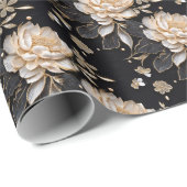 Pioen bloem bloempatroon elegant luxueus cadeaupapier (Rol Hoek)