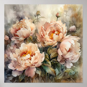 Pioen Bloemen Kunst Print