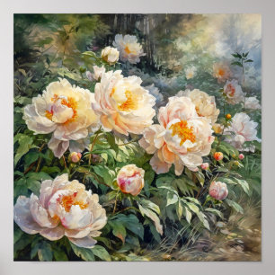 Pioen Bloemen Kunst Print