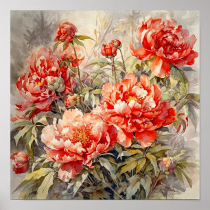 Pioen Bloemen Kunst Print