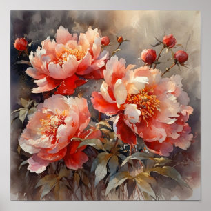 Pioen Bloemen Kunst Print