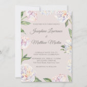 Pioen Bloemen Mauve Bruiloft Uitnodigingen (Voorkant)