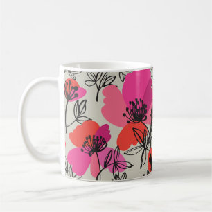 Pioen Bloemen Naadloos Patroon. Koffiemok